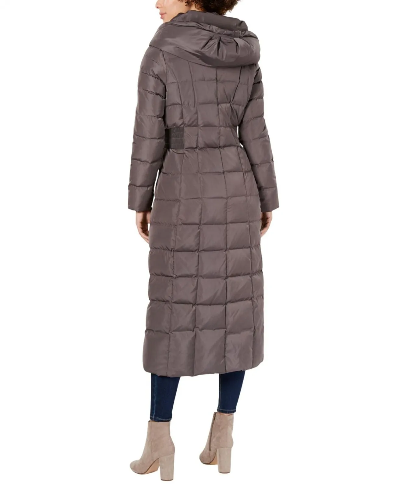 Cole Haan Womens Quilted Hooded Down Maxi Puffer Coat 1677d2fbce96d5 Gray 2XL