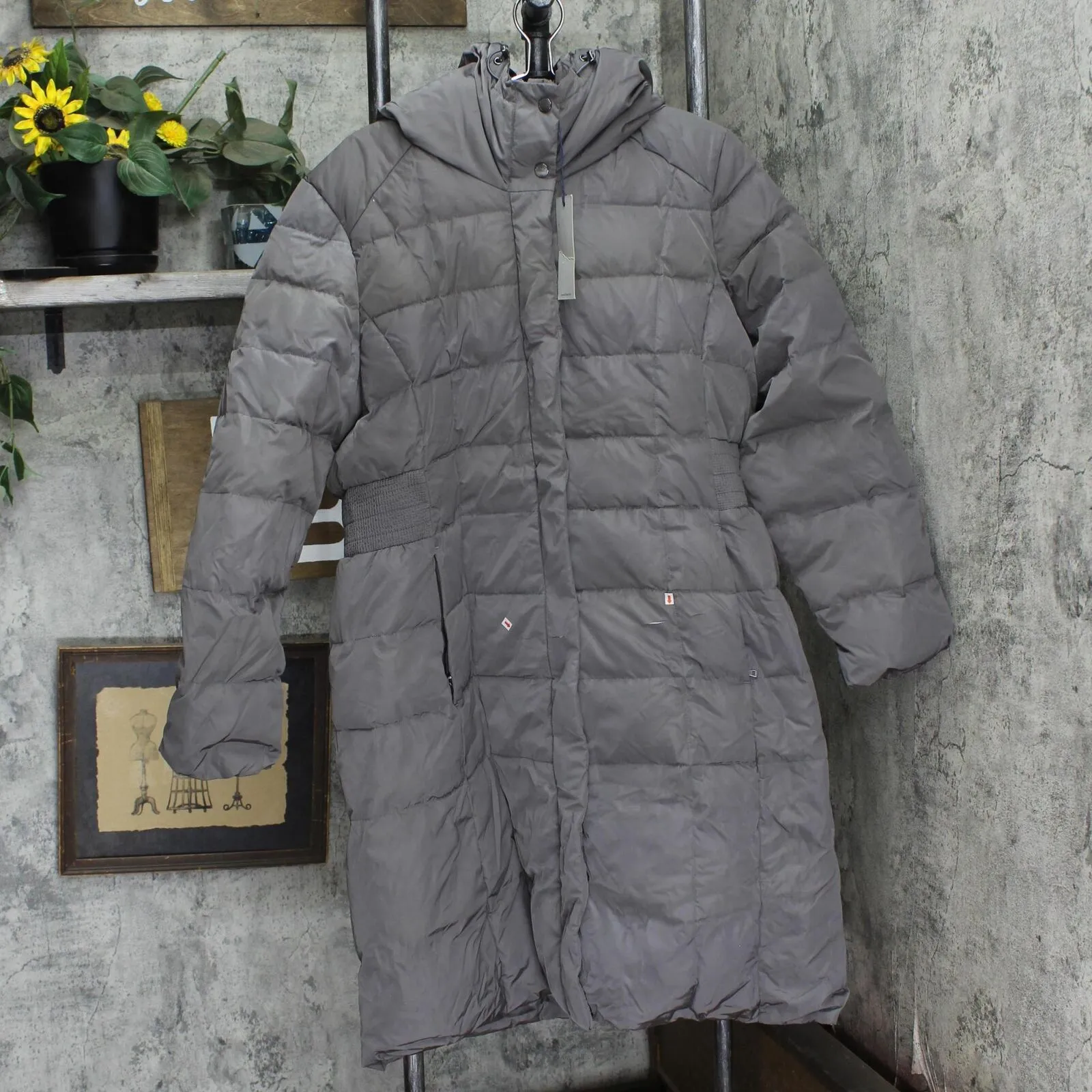 Cole Haan Womens Quilted Hooded Down Maxi Puffer Coat 1677d2fbce96d5 Gray 2XL