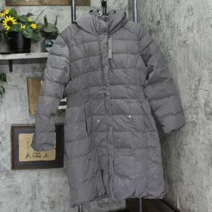 Cole Haan Womens Quilted Hooded Down Maxi Puffer Coat 1677d2fbce96d5 Gray 2XL