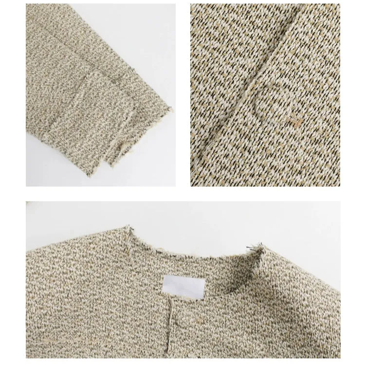 Collarless Wool Multi-pocket Padded Jacket
