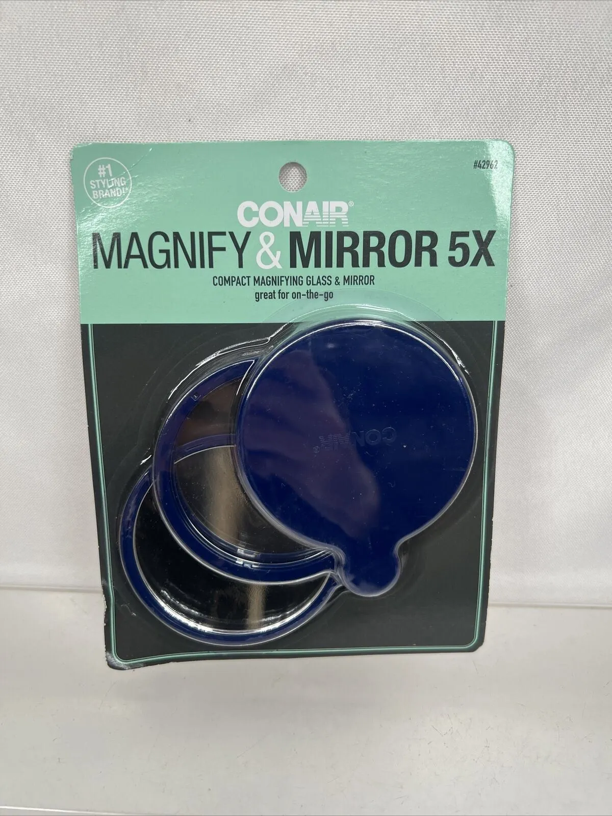 Conair Compact 5x Magnifying Glass & Mirror Blue Purse Travel Folding