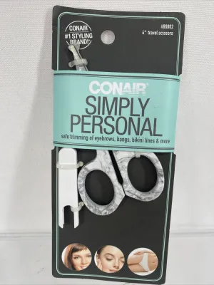 CONAIR Simply Personal 4" Travel Scissors Trimming Eyebrow Bangs Bikini Safe Tip