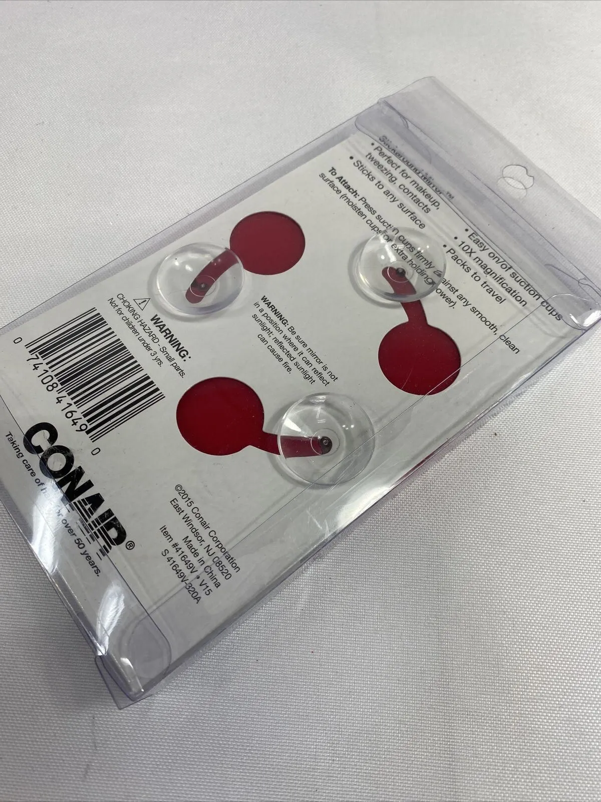 Conair Suction Cup Mirror, 10x Magnification Makeup Travel Tweeze
