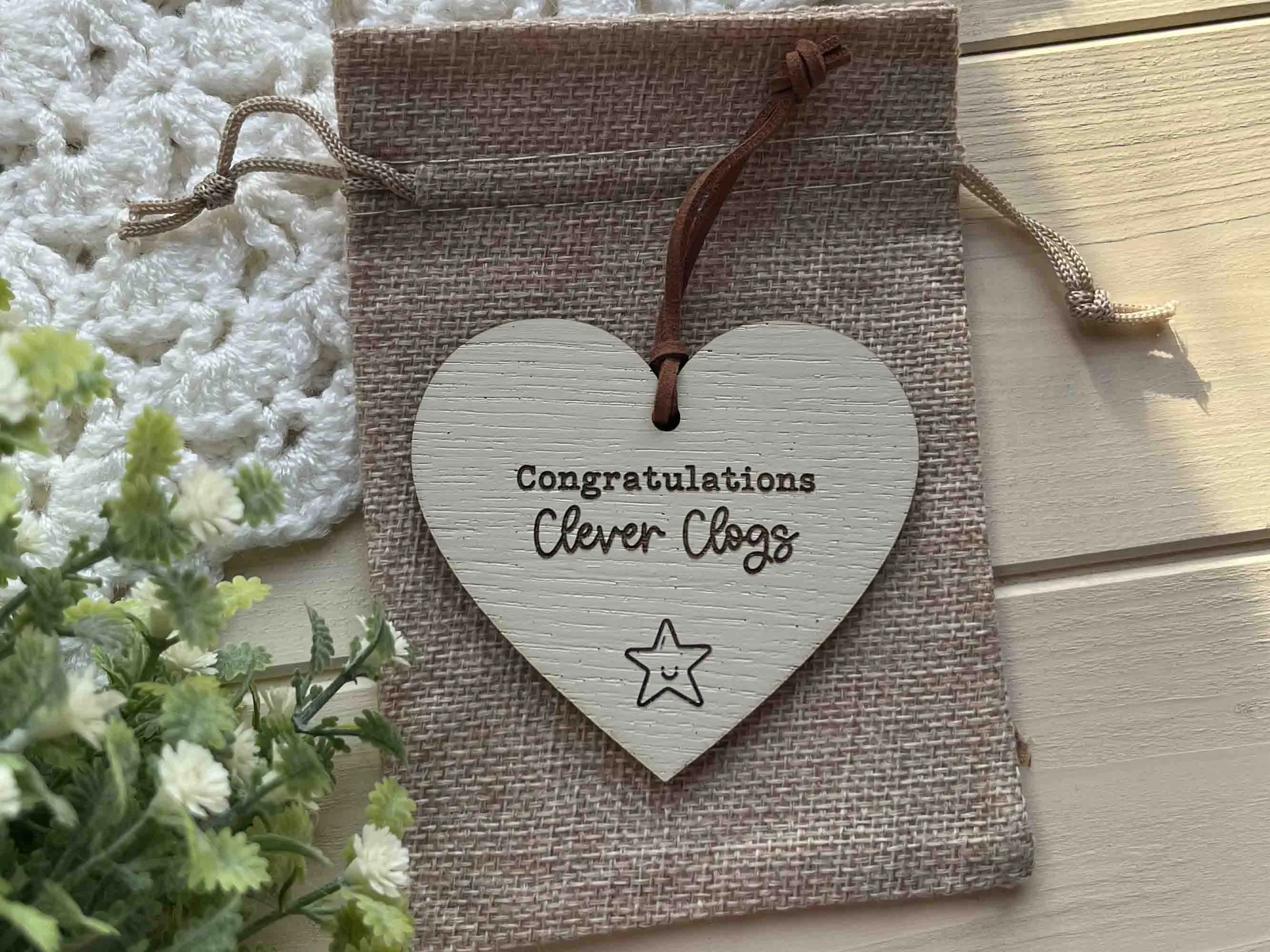 Congratulations Clever Clogs Message Heart Gift
