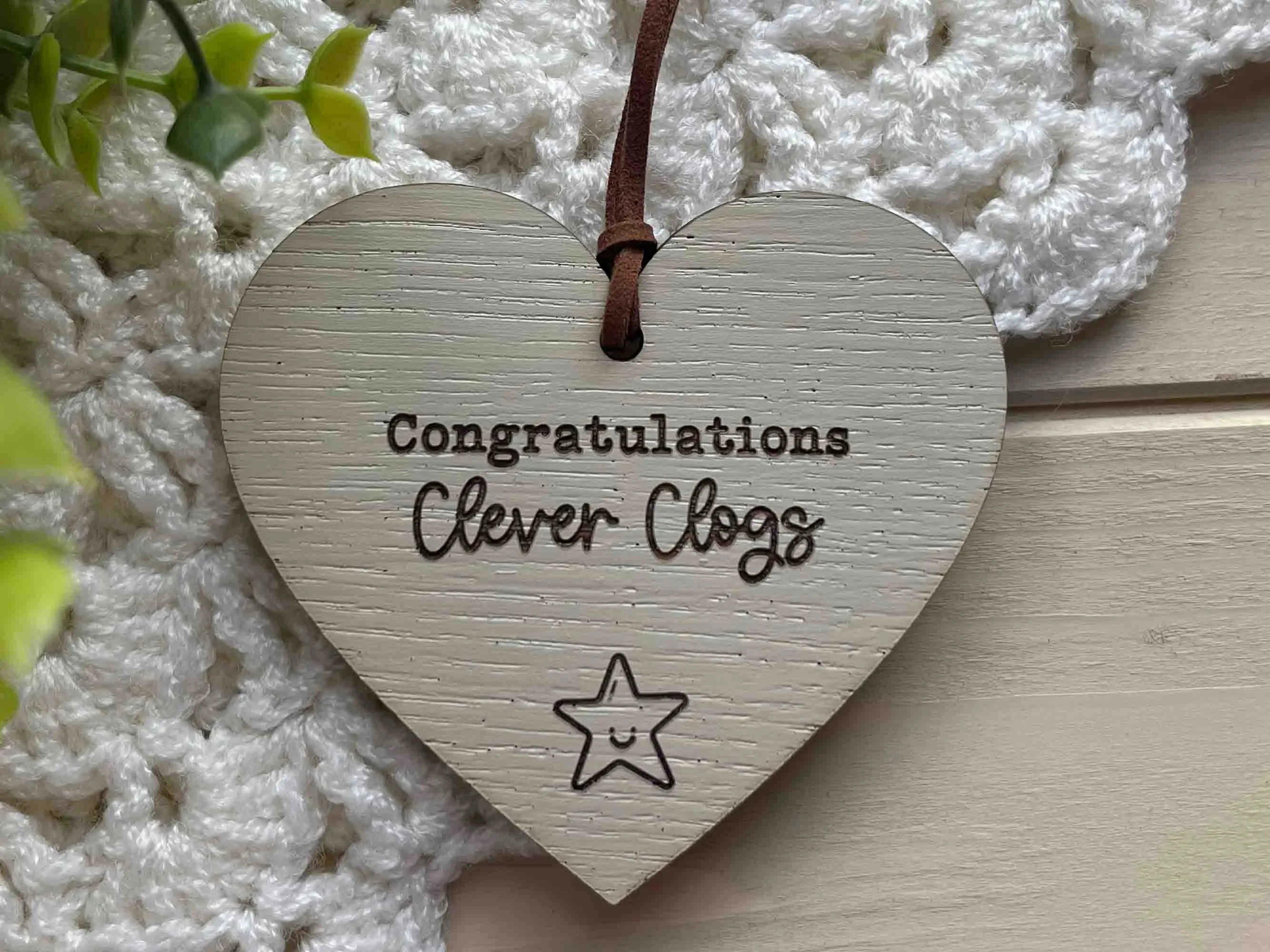 Congratulations Clever Clogs Message Heart Gift