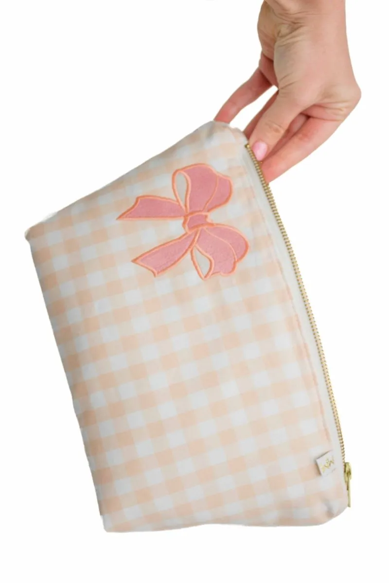 Coral Gingham Bow Maxx Baby Bag