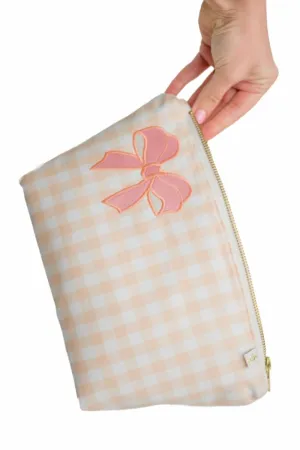 Coral Gingham Bow Maxx Baby Bag