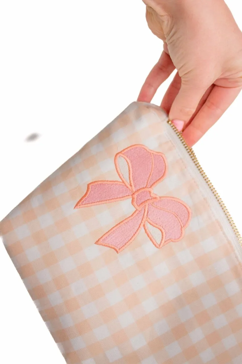 Coral Gingham Bow Maxx Baby Bag