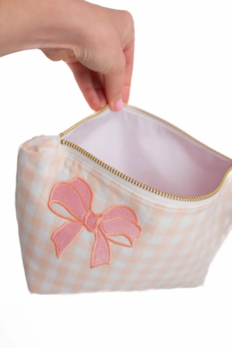 Coral Gingham Bow Maxx Baby Bag