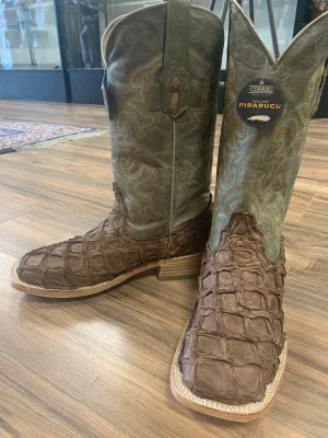 CORRAL  Corral Men's Brown Turquoise Fish Embroidery Square Toe Western Boots