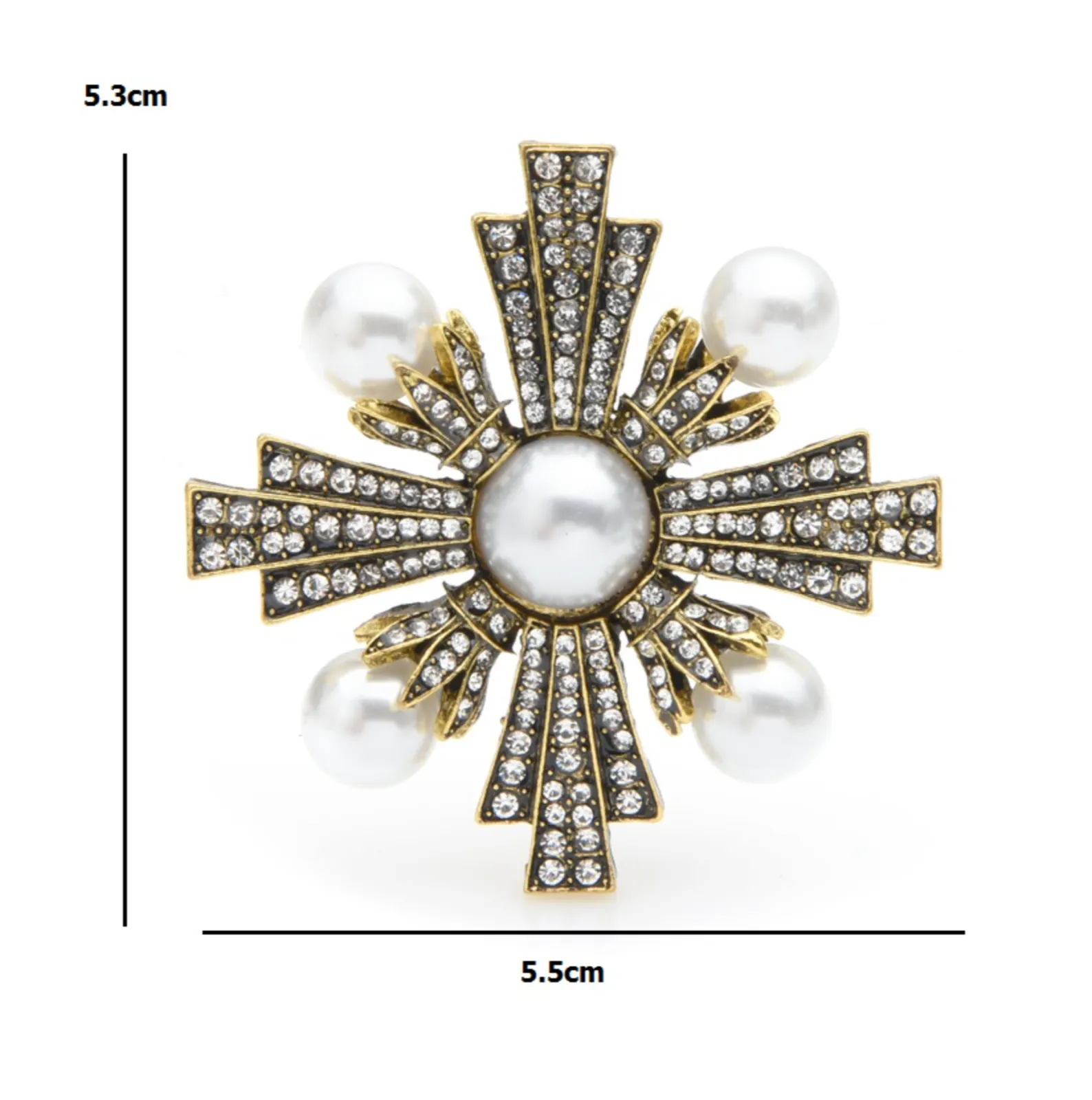 Cross Royal Brooch Vintage Look Gold Plated King Design Broach Celebrity Pin K34