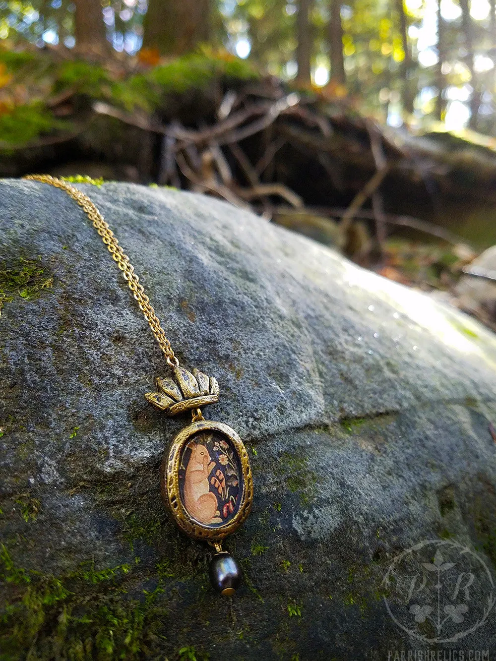 Crowned Tapestry Rabbit Amulet Necklace
