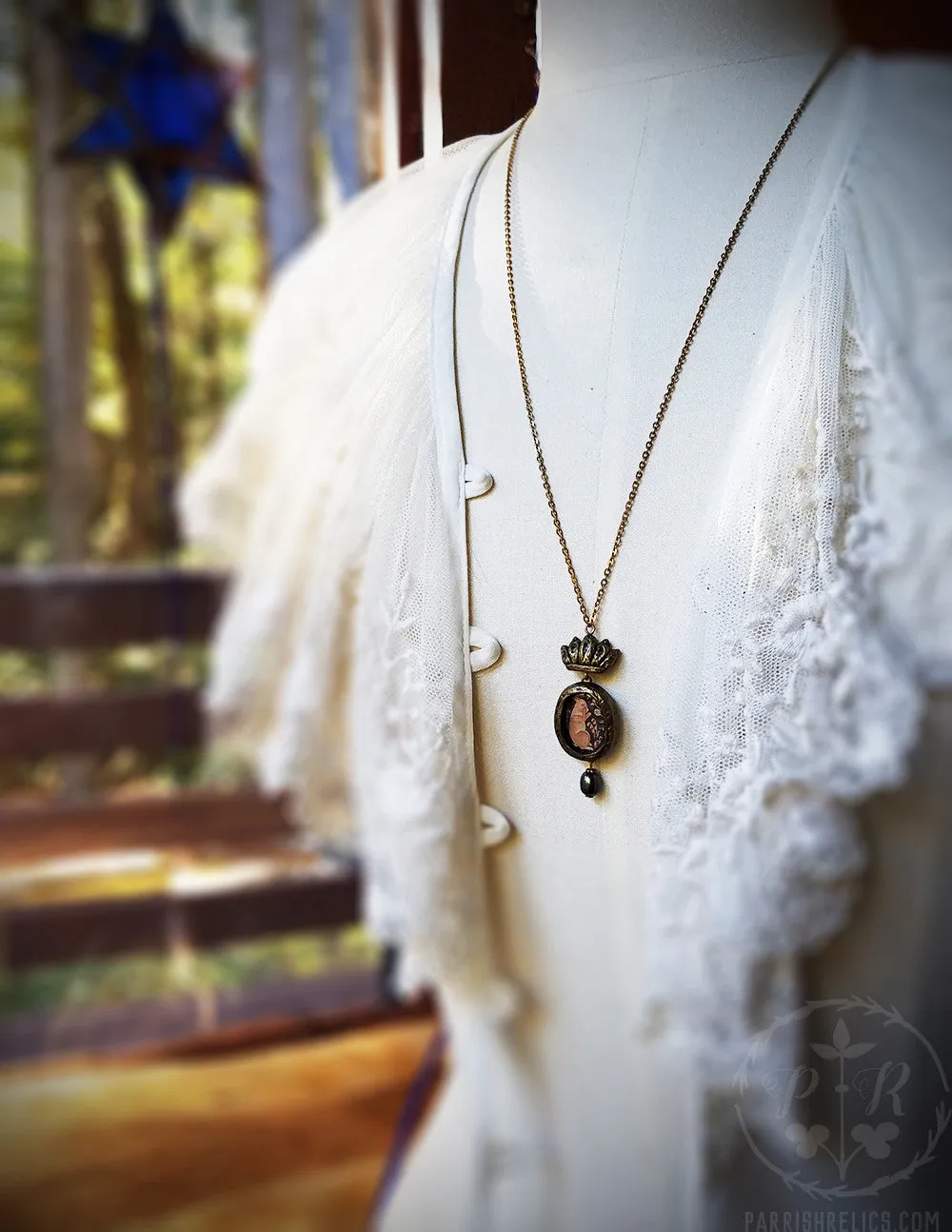 Crowned Tapestry Rabbit Amulet Necklace