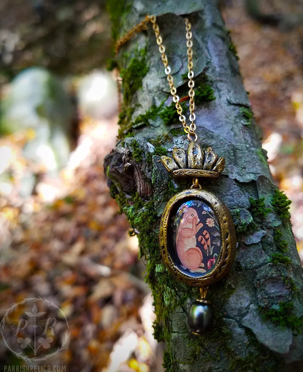 Crowned Tapestry Rabbit Amulet Necklace