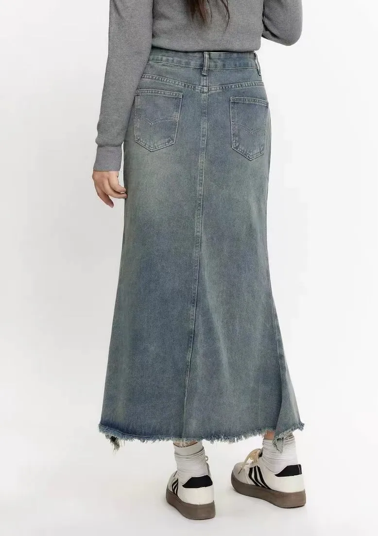 crushpeach Distressed denim Y2K skirt