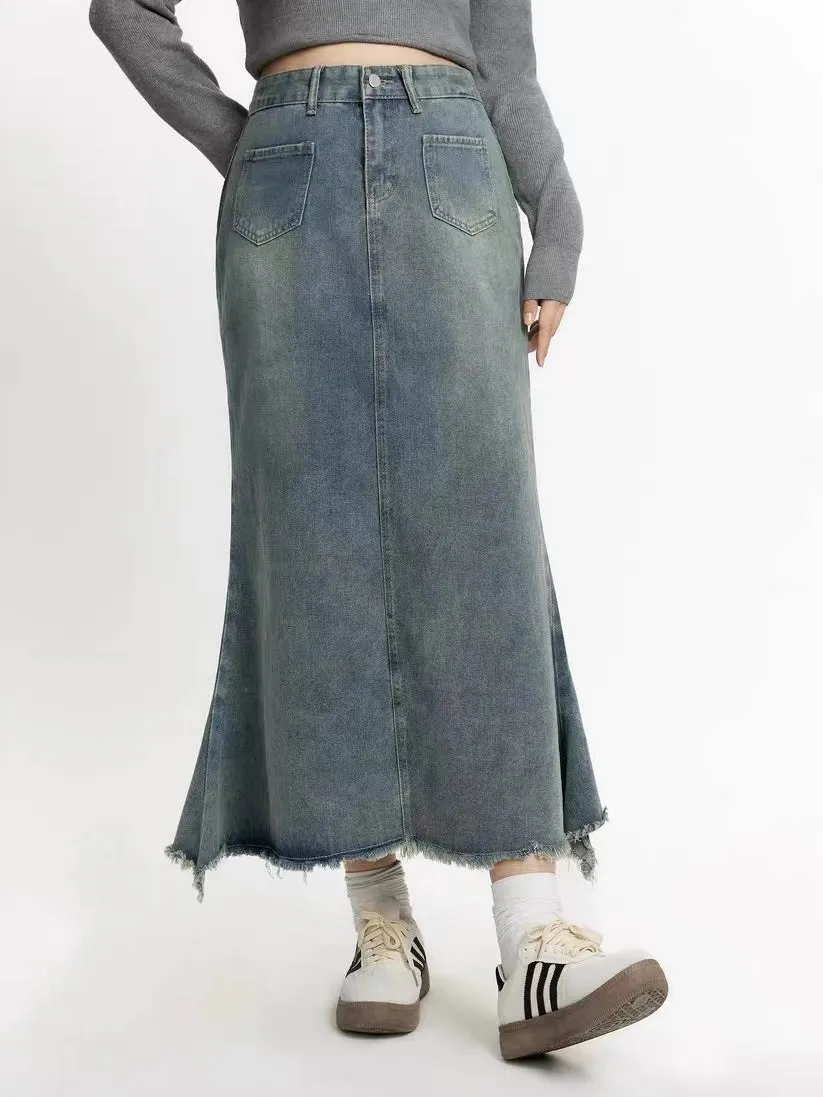 crushpeach Distressed denim Y2K skirt