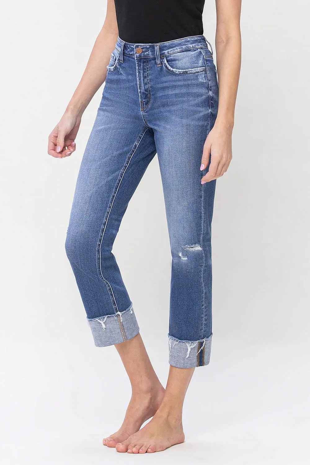 Cuffed Straight Leg Denim