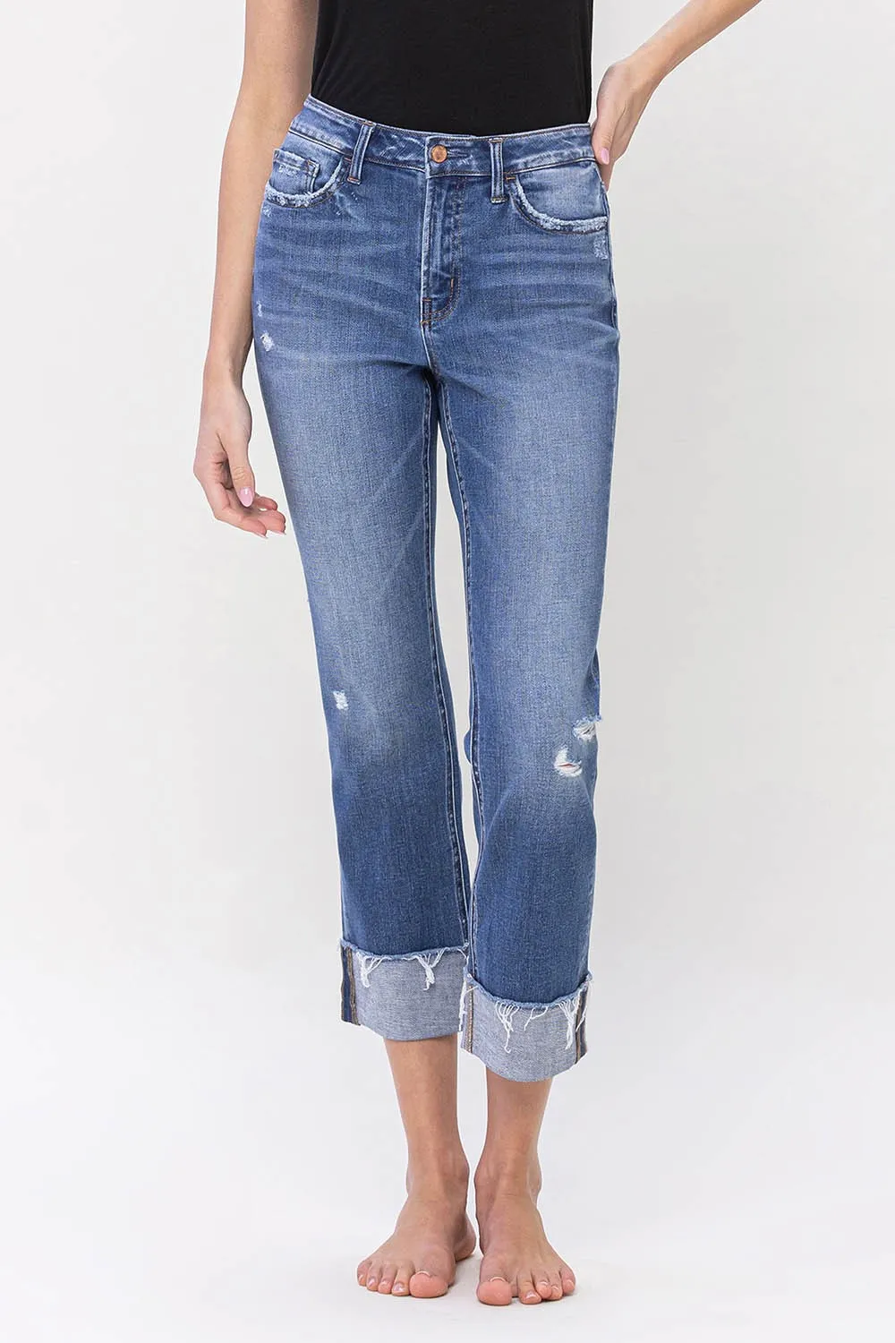 Cuffed Straight Leg Denim