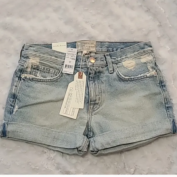 Current Elliot Boyfriend Rolled Distressed Denim Shorts
