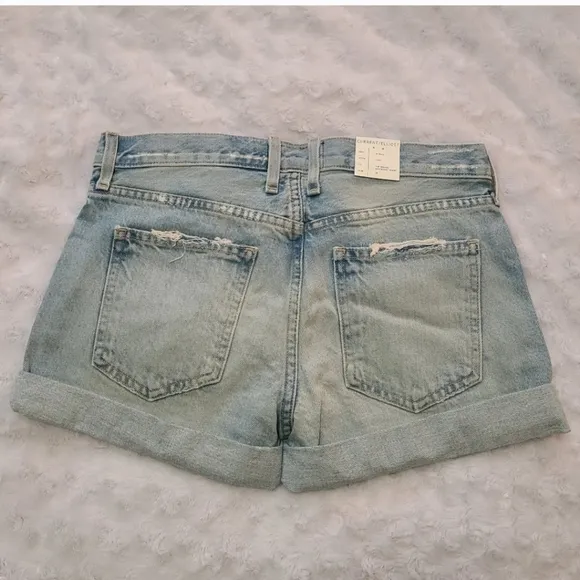 Current Elliot Boyfriend Rolled Distressed Denim Shorts
