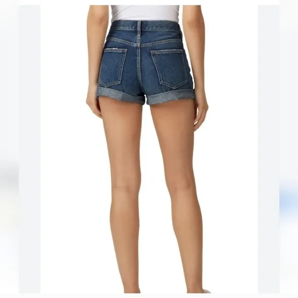 Current Elliot Boyfriend Rolled Distressed Denim Shorts