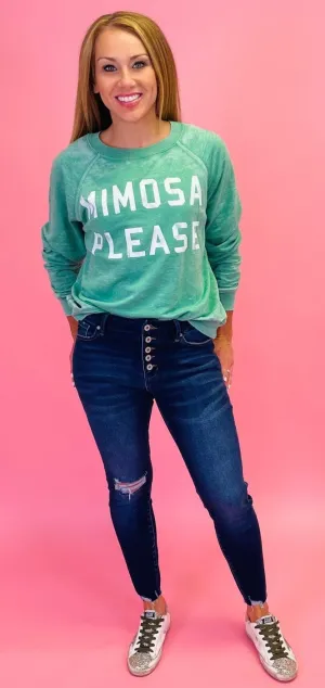 Curvy Mid Rise Exposed Button Ankle Skinny