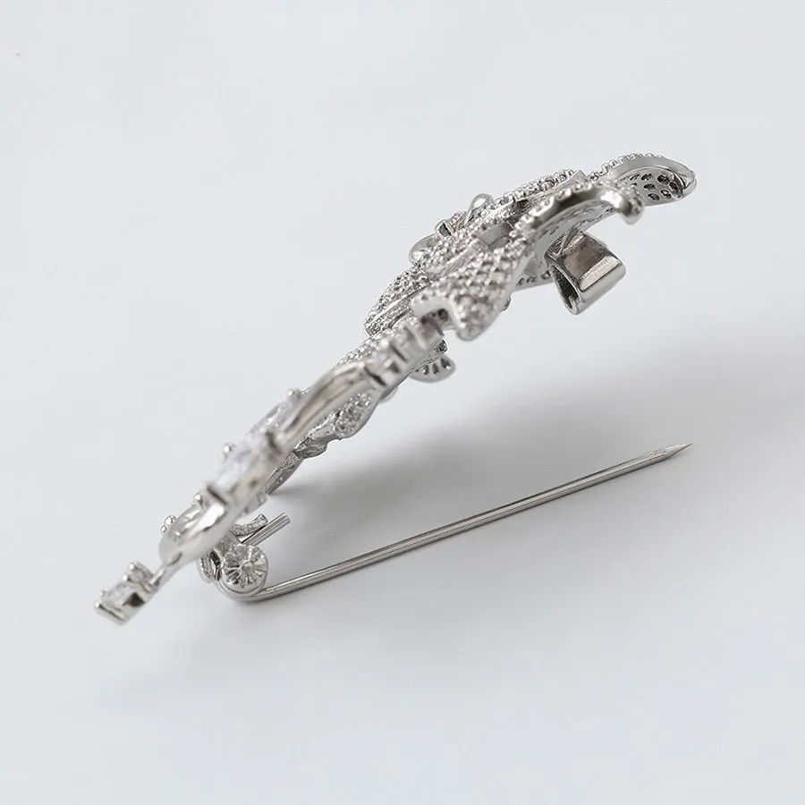 Cz Diamond Flower Brooch