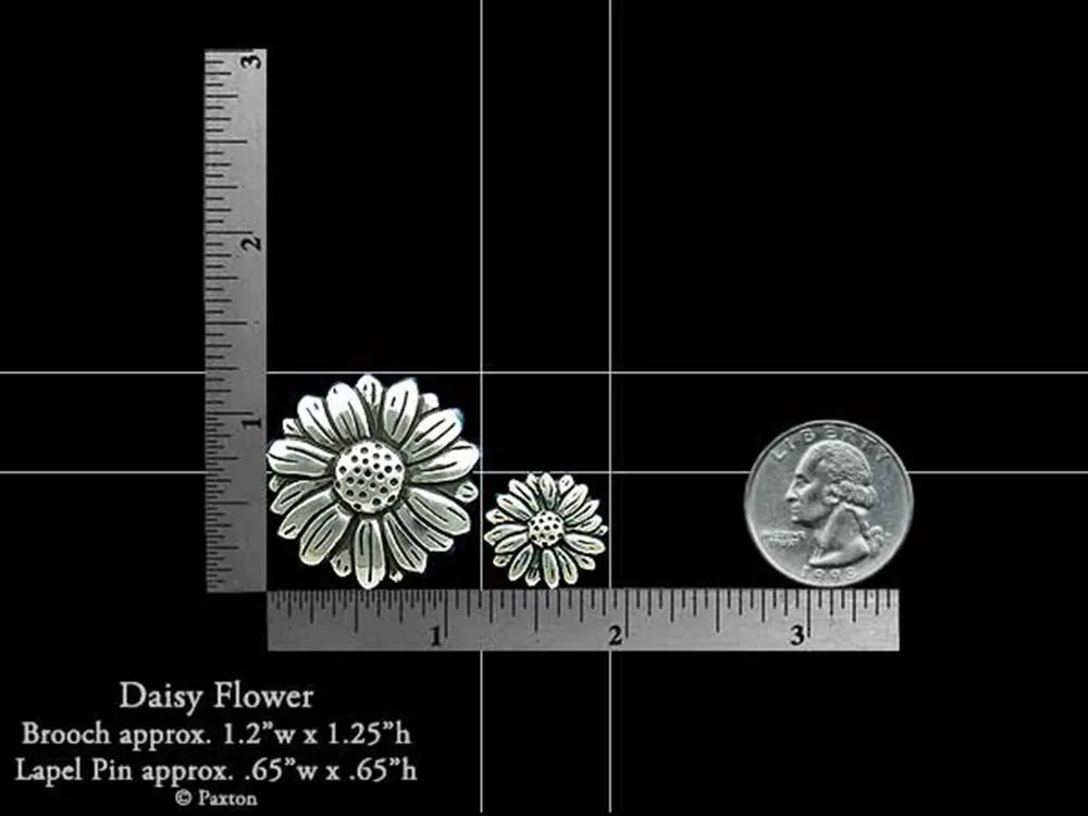 Daisy Flower Lapel Pin or Daisy Flower Brooch Sterling Silver