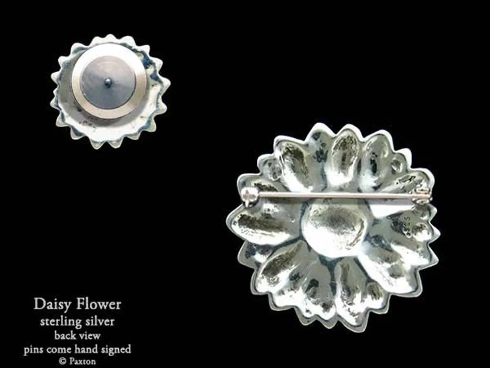 Daisy Flower Lapel Pin or Daisy Flower Brooch Sterling Silver