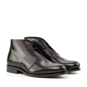 DapperFam Vivace in Black Men's Italian Leather Chukka