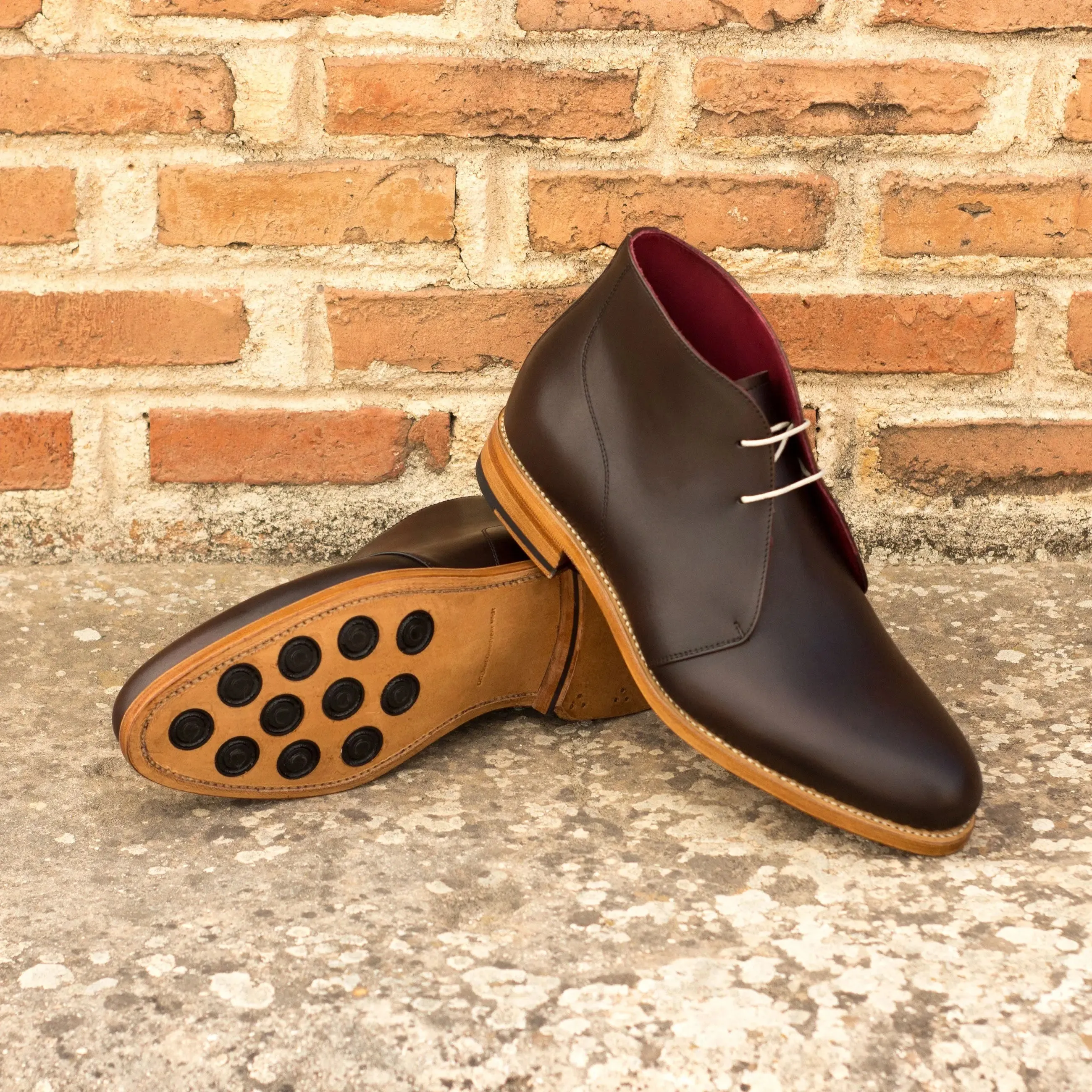 DapperFam Vivace in Dark Brown Men's Italian Leather Chukka