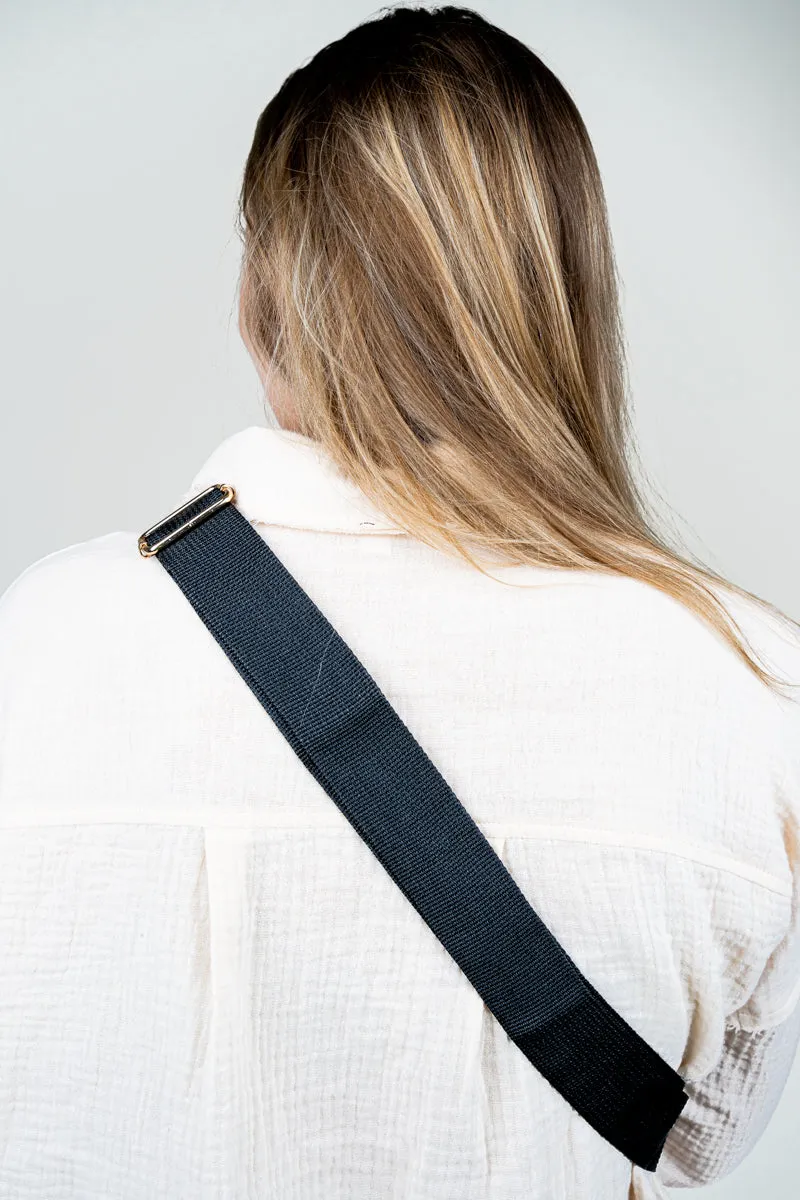 Dark Gray Faux Leather Small Lyla Sling Bag