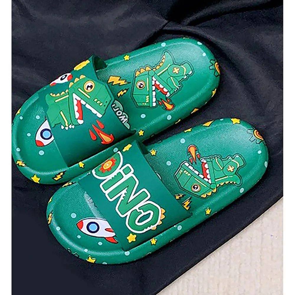 Dark Green all over Dino theme Slip on Clogs, Summer/Monsoon all season Footwear for Toddlers & Kids