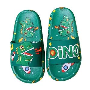 Dark Green all over Dino theme Slip on Clogs, Summer/Monsoon all season Footwear for Toddlers & Kids