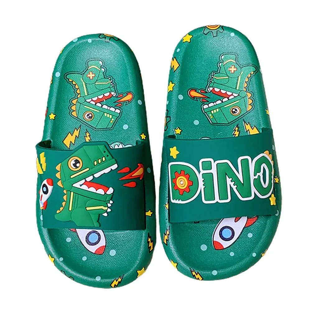 Dark Green all over Dino theme Slip on Clogs, Summer/Monsoon all season Footwear for Toddlers & Kids