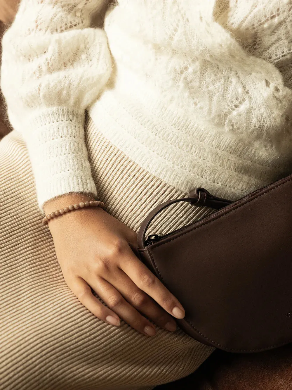 Dark Wood Half Moon Bag