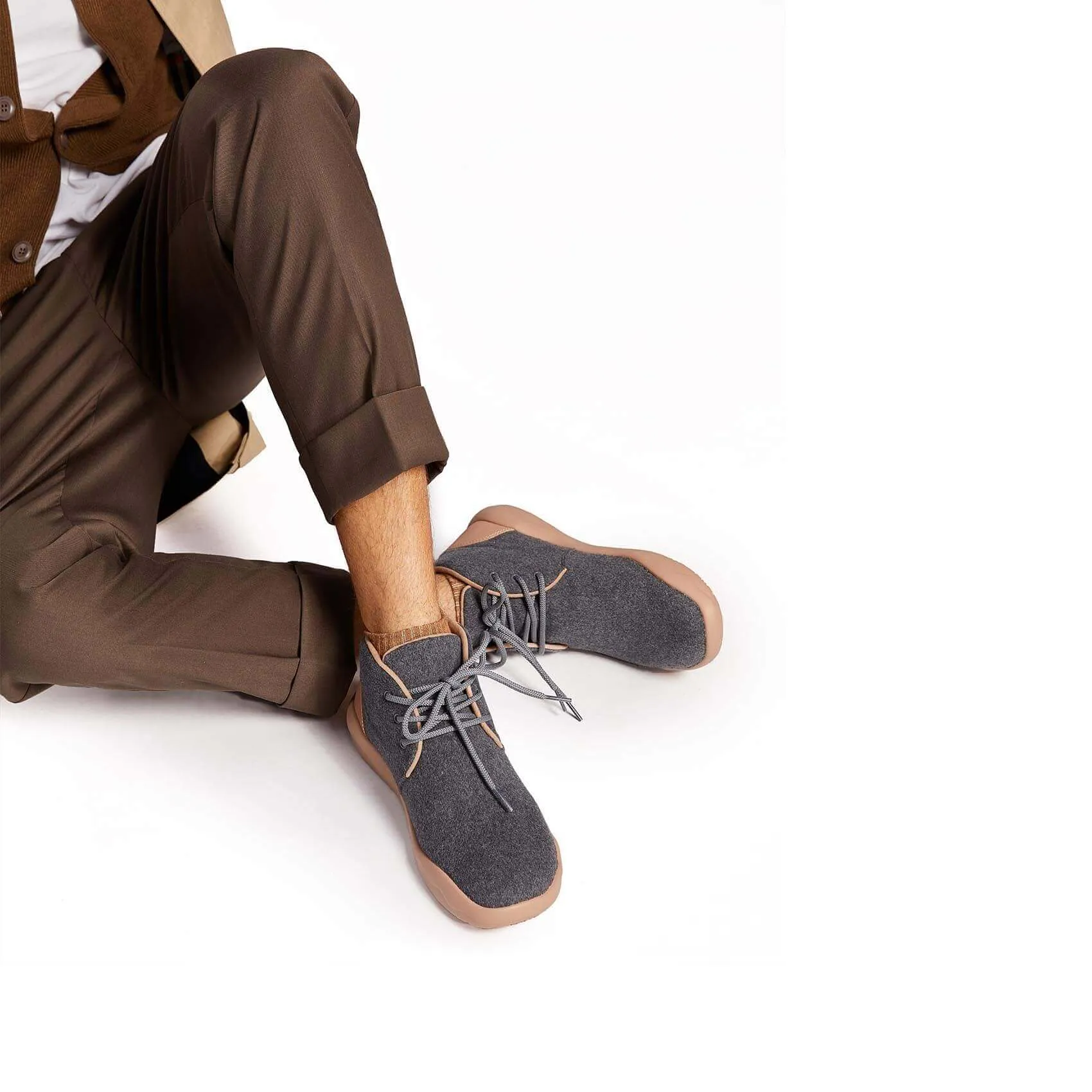Deep Grey Wool Lace-up Boots Bilbao Men