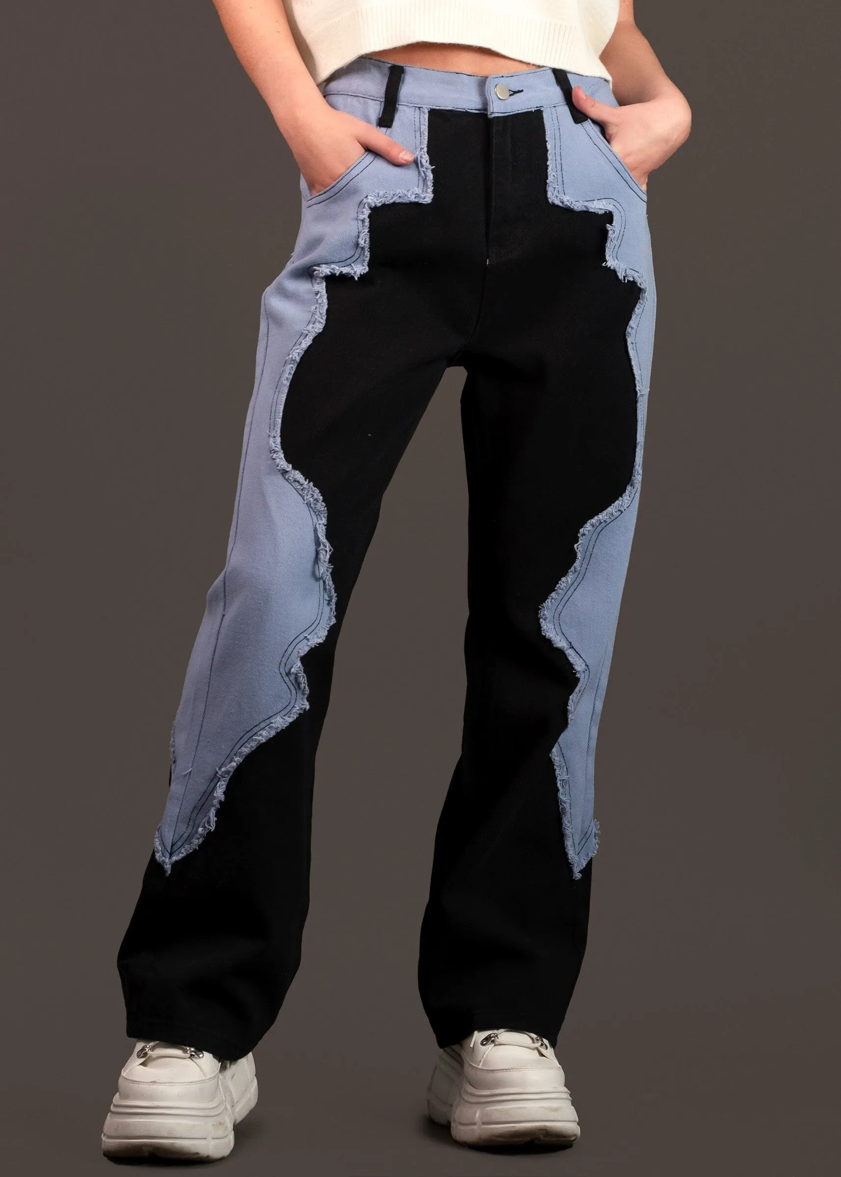 Denim Contrast Wave Pant