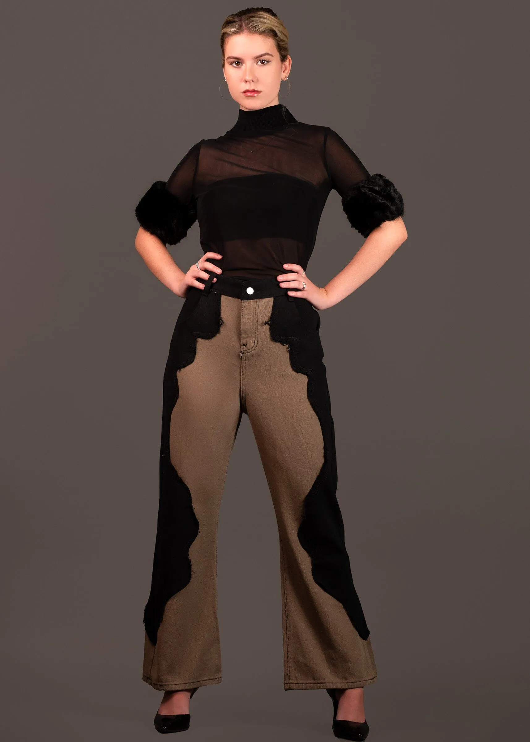 Denim Contrast Wave Pant