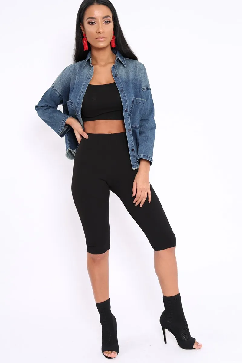 Denim Distressed Frayed Hem jacket - Violetta