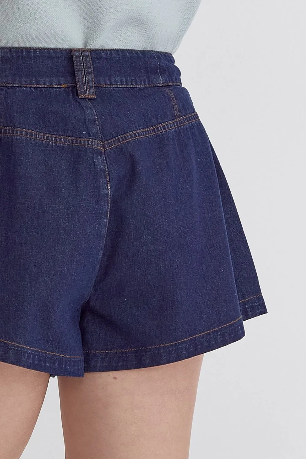 Denim Flare Shorts {Dark Wash}