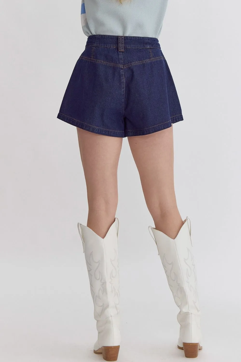 Denim Flare Shorts {Dark Wash}