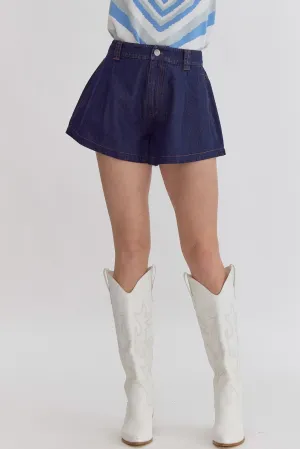 Denim Flare Shorts {Dark Wash}