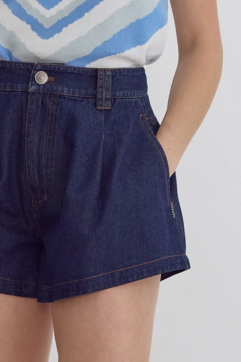 Denim Flare Shorts {Dark Wash}