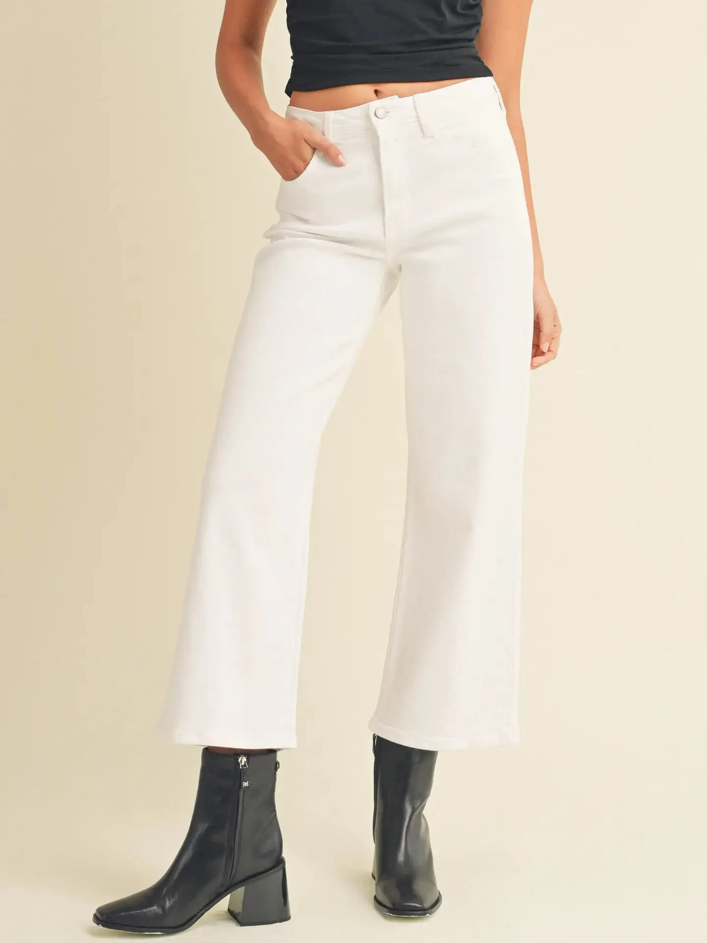Denim Hight Rise Wide Leg - White