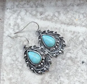 Desert Bloom Turquoise Teardrop Earrings