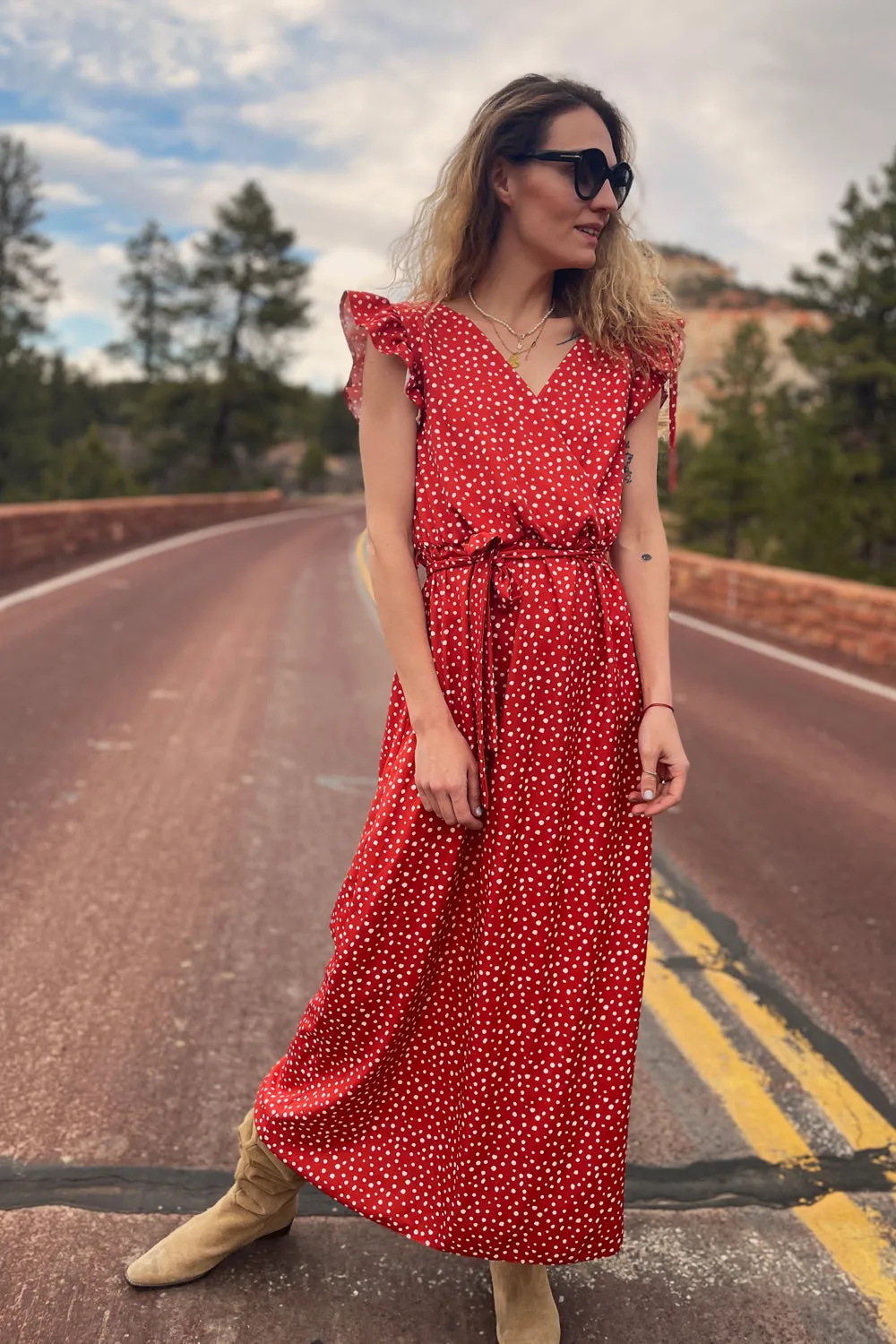 Desert Flower frill midi dress