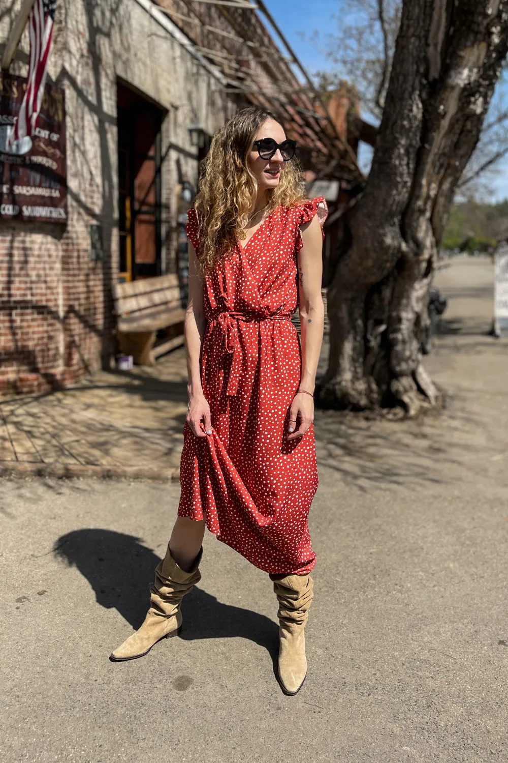 Desert Flower frill midi dress