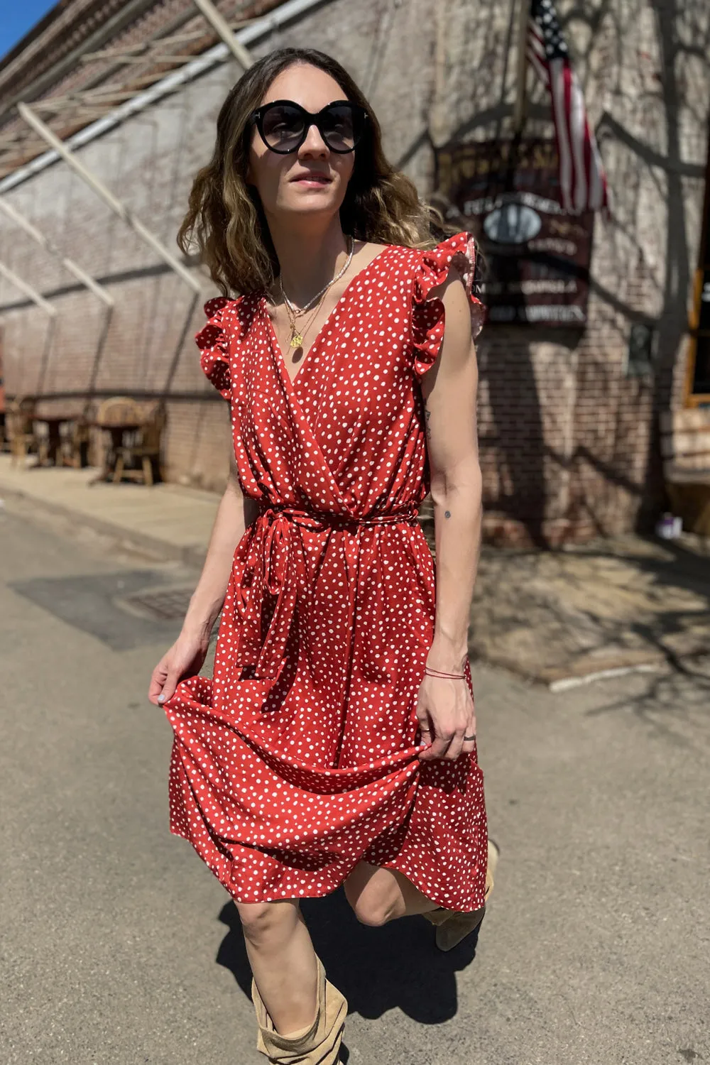 Desert Flower frill midi dress