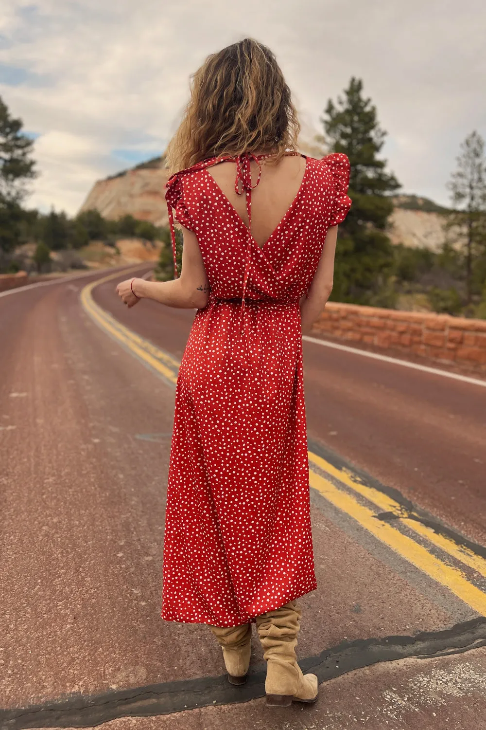 Desert Flower frill midi dress